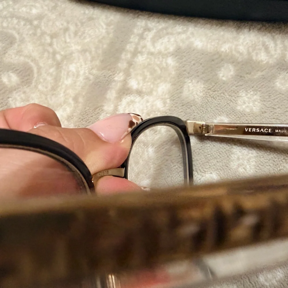 Versace Black and Gold Round Optical Glasses